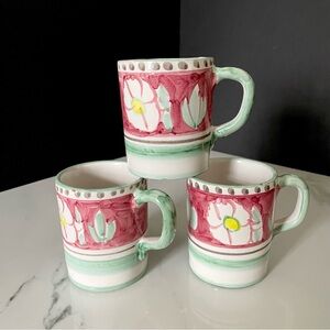 SET of 3 Vintage Solimene Flower Mugs by Vietri